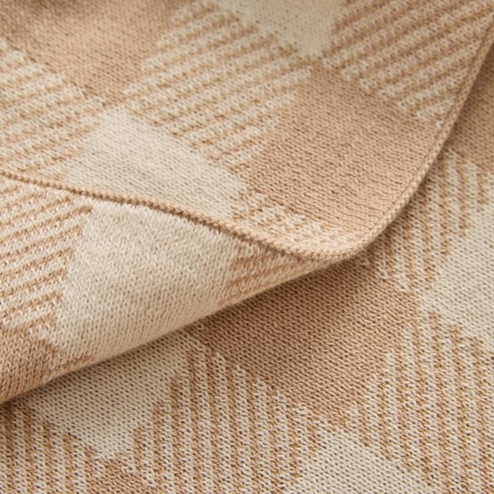 Natural Check Knitted Baby Blanket