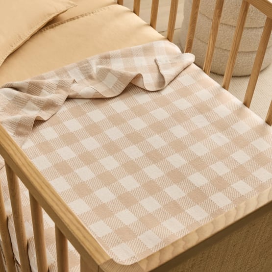 Natural Check Knitted Baby Blanket