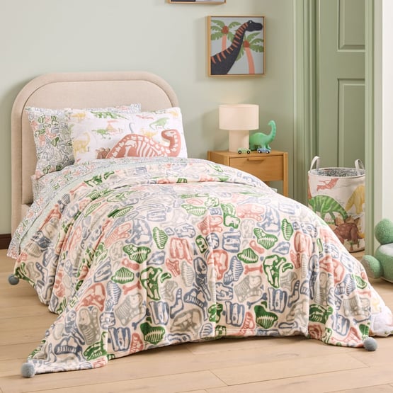 Bed Rock Dreams Green Dinosaur Ultra Soft Blanket 