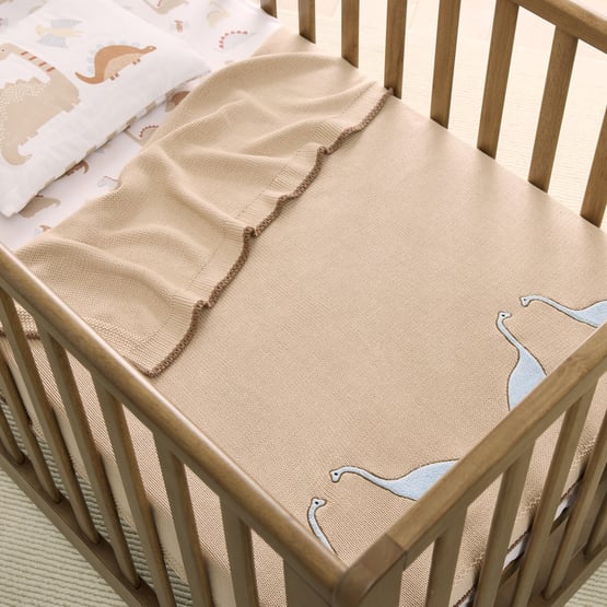 Novelty Natural Little Roars Cotton Knitted Baby Blanket