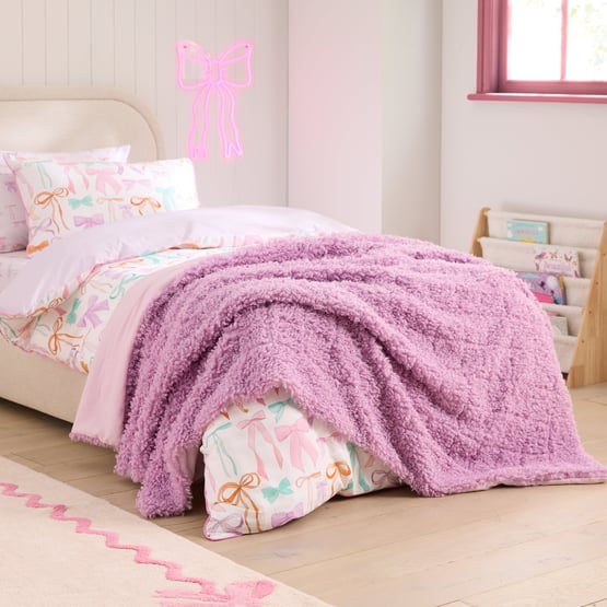 Poodle Lilac Quilted Faux Fur Blanket