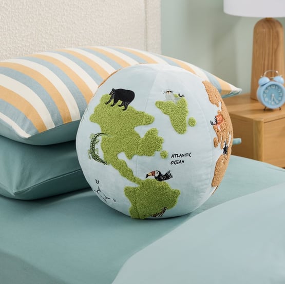 Cuddle The World Blue Cushion