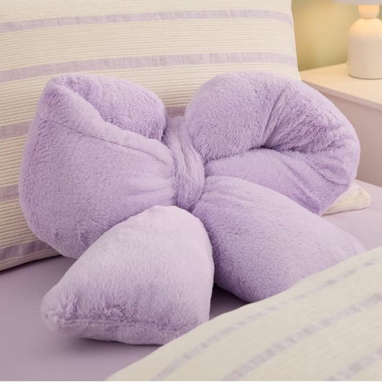 Fluffy Bow Lilac Cushion