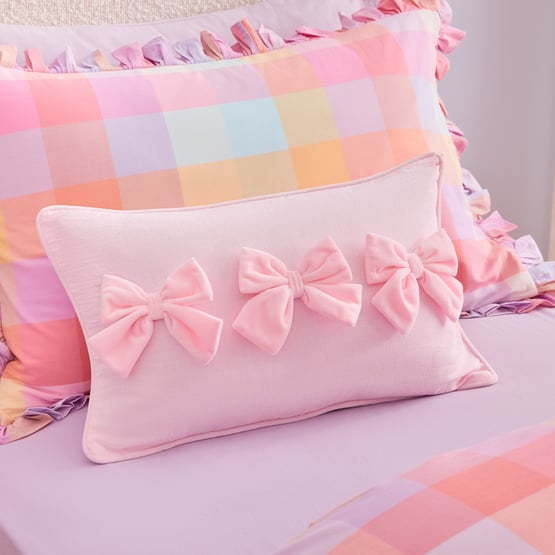 Velvet Bow Pink Cushion