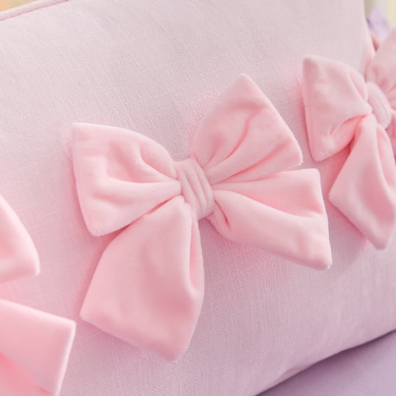 Velvet Bow Pink Cushion