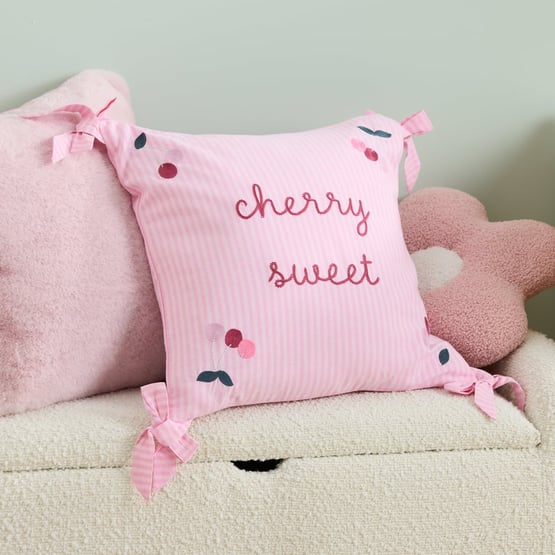 Cherry Sweet Pink Bow Cushion
