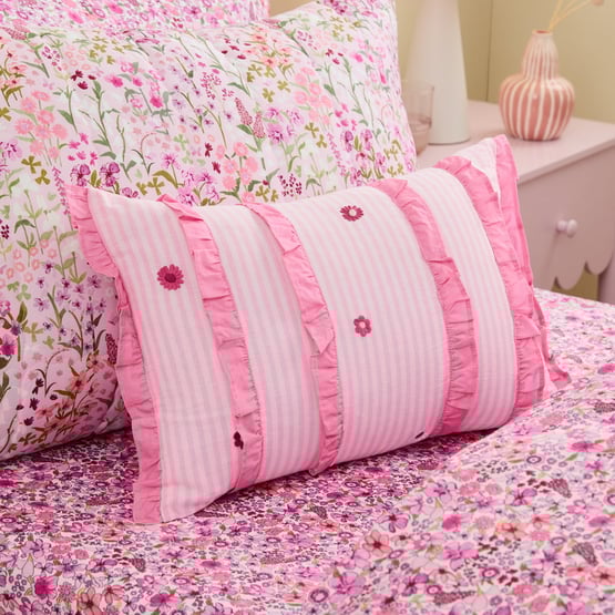 Heirloom Ruffle Pink Cushion