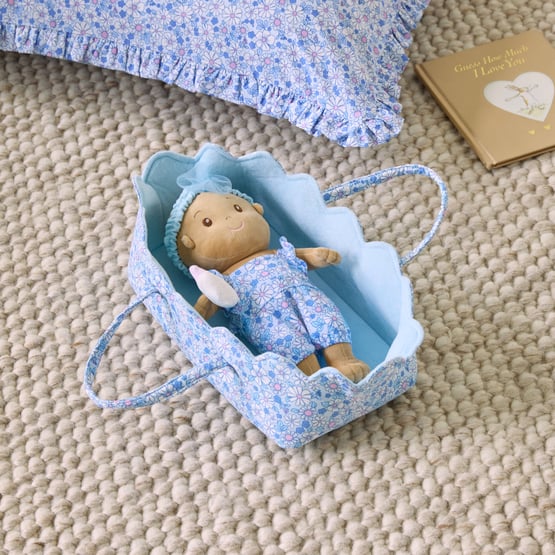 Daisy Baby in Carrier Blue Snuggle Friend