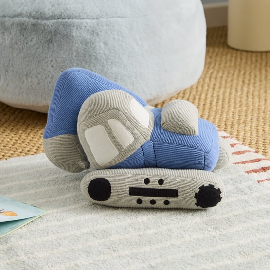 Construction Digger Blue Knitted Toy