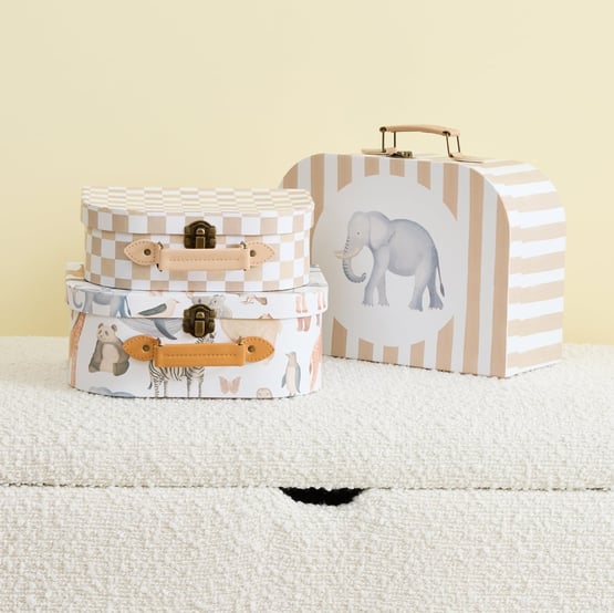 Safari Animals Natural & Tan Suitcase Set of 3