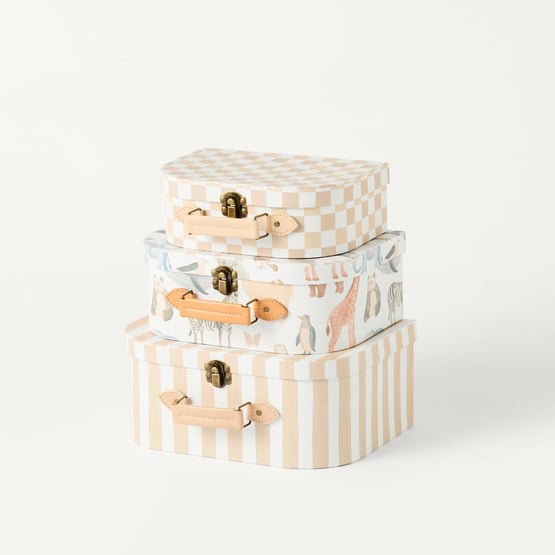 Safari Animals Natural & Tan Suitcase Set of 3
