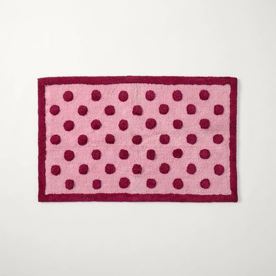 Sophia Pink & Burgundy Spot Bath Mat