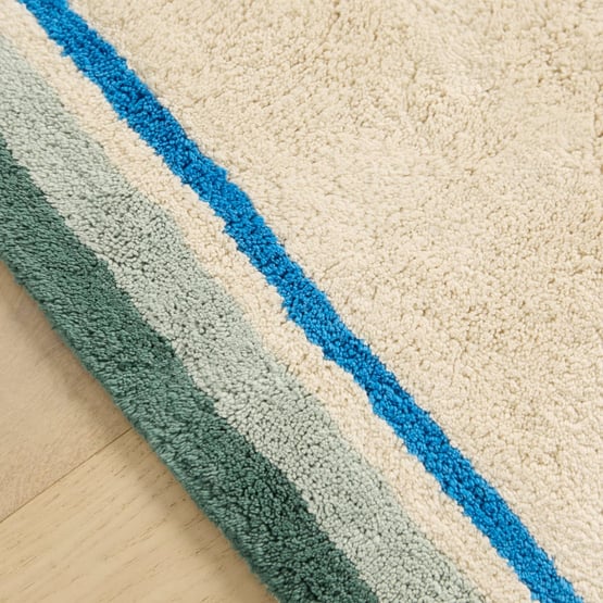 Blue & Natural Boarder Stripe Rug