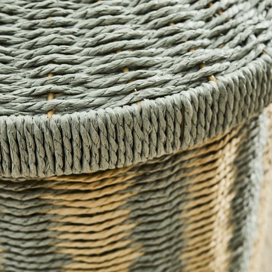 Stripe Scallop Sage Storage Basket