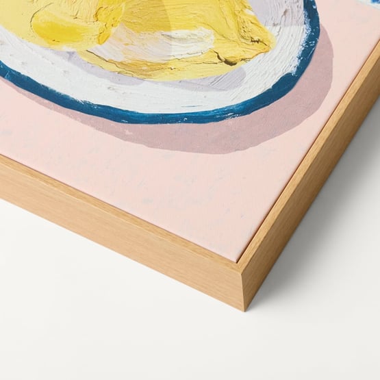 Fruit Bowl Lemons Pink & Blue Square Canvas