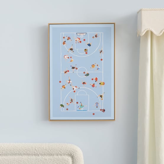 Basketball Court Blue Wall Art
