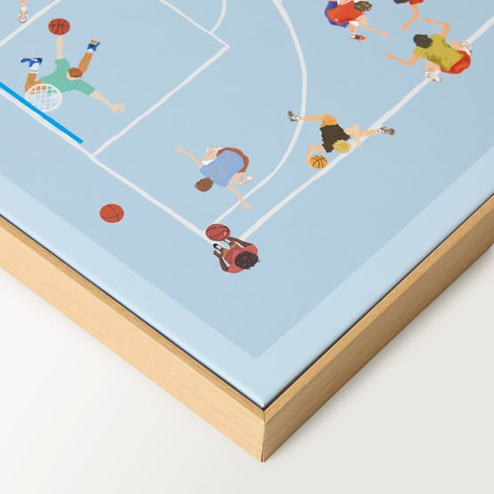 Basketball Court Blue Wall Art