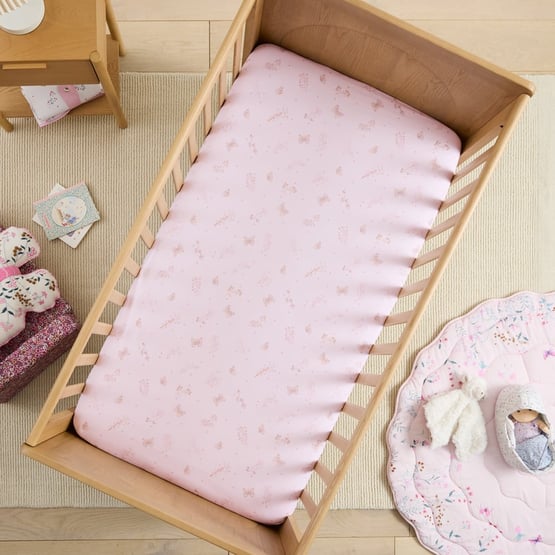 Heirloom Olivia Pink Butterfly Jersey Fitted Sheets Pack of 2