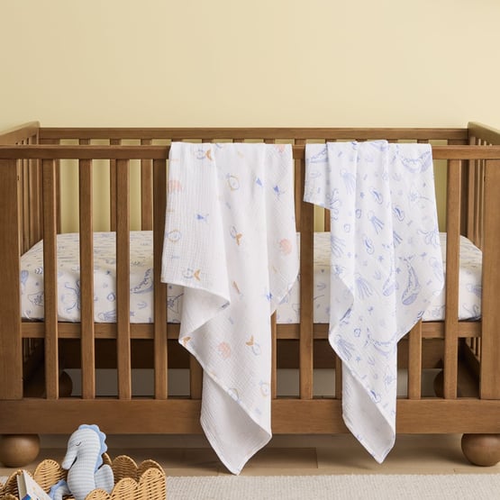 Ocean Lullaby Natural Swaddles Pack of 2