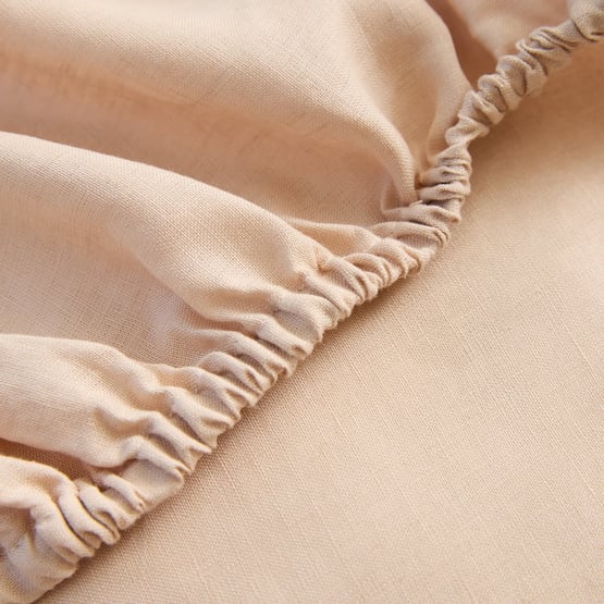 Vintage Washed Linen Macadamia Fitted Sheet
