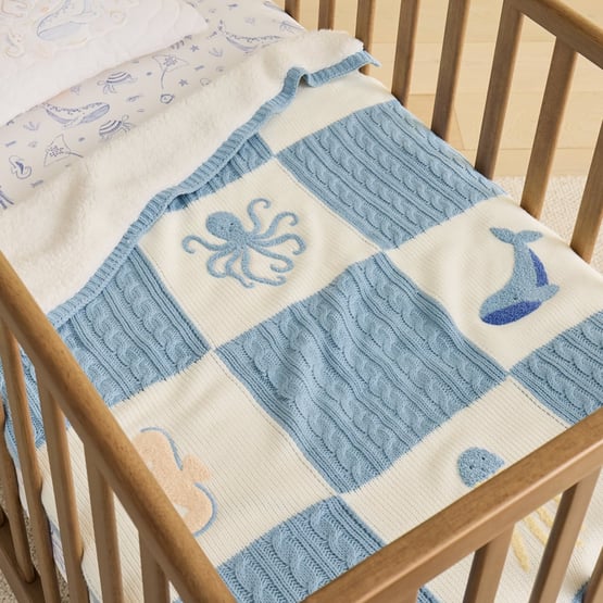 Ocean Lullaby Blue Classic Sherpa Baby Blanket