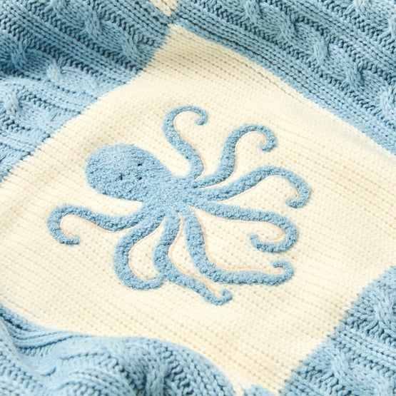Ocean Lullaby Blue Classic Sherpa Baby Blanket