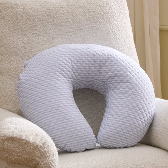Vintage Washed Linen Dusty Blue & White Nursing Pillow