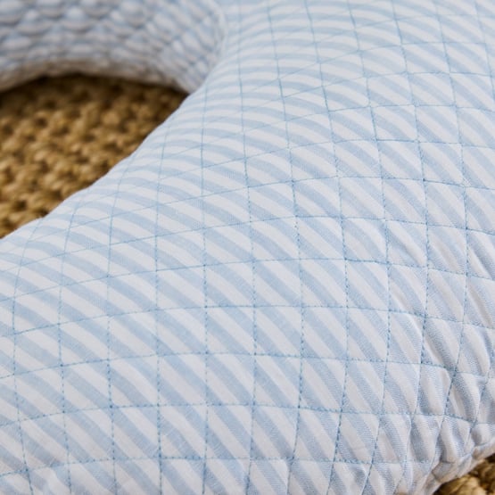 Vintage Washed Linen Dusty Blue & White Nursing Pillow