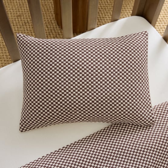 Micro Chocolate Check Quilted Cot Quilt Cover Set