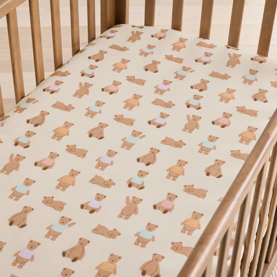 Teddy Time Natural Fitted Sheets Pack of 2