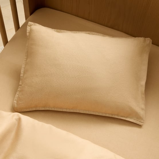 Vintage Washed Linen Biscotti Cot Quilt Cover Set