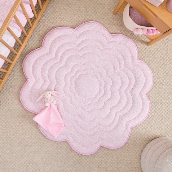 Heirloom Rosie Dusty Pink Flower Baby Play Mat