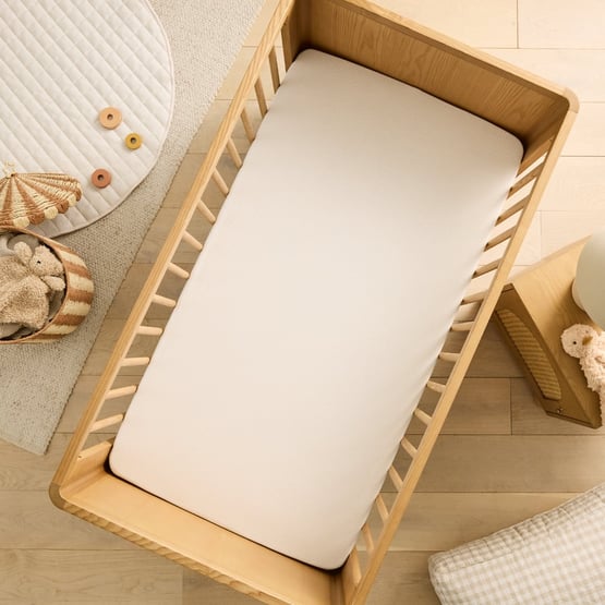 Jersey Natural Marle Stripe Fitted Sheet Pack of 2