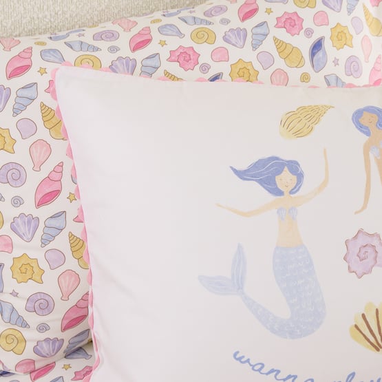 Wanna Play Mermaids White Text Pillowcase