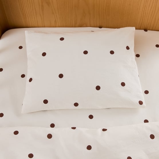 Stonewashed Cotton Chocolate & Coconut Spot Cot Pillowcase