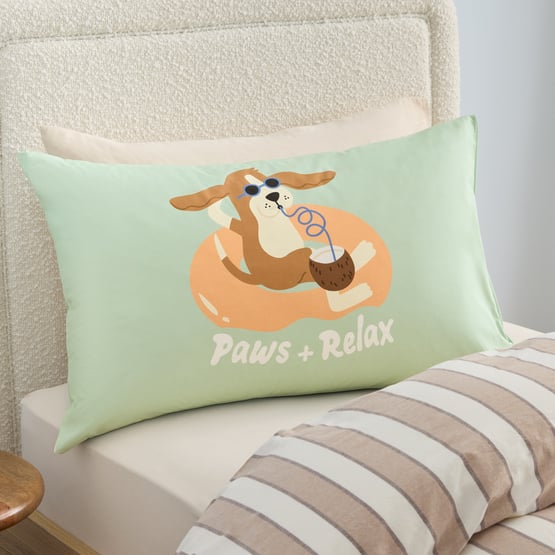 Paws And Relax Mint Text Pillowcase