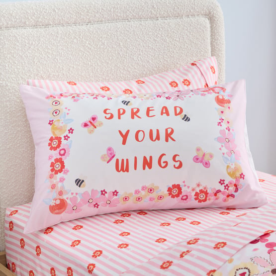 Spread Your Wings Pink Text Pillowcase 