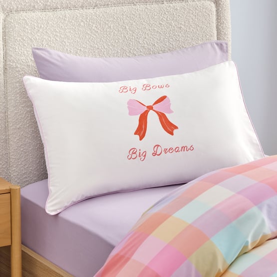 Big Bows White Text Pillowcase