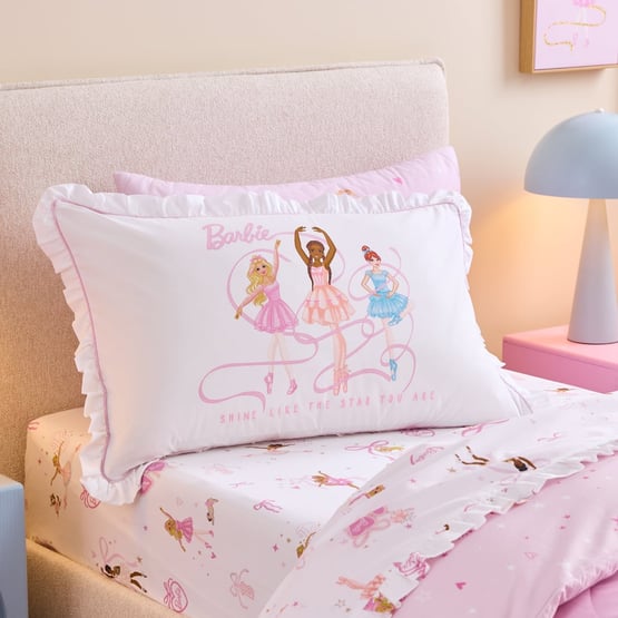 Mattel Barbie Pink Ballet Text Pillowcase