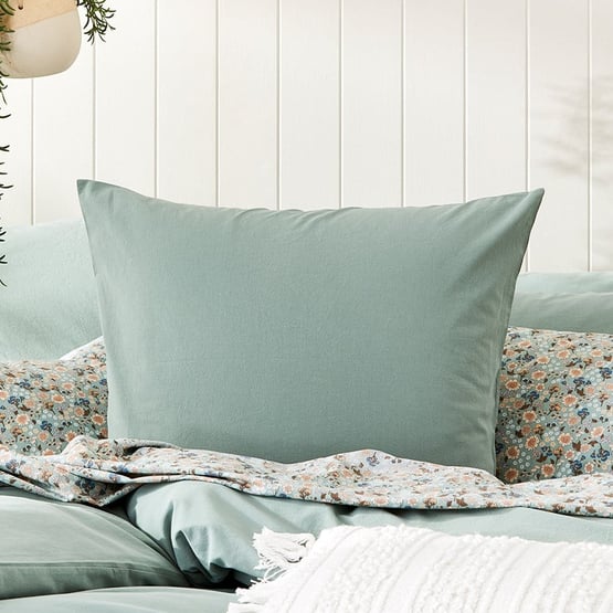 Stonewashed Cotton Gum Leaf Pillowcase   