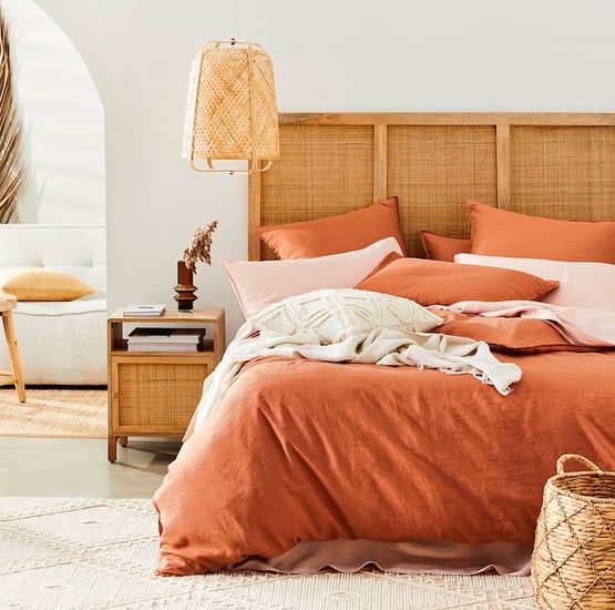 Vintage Washed Linen Brick Quilt Cover Separates