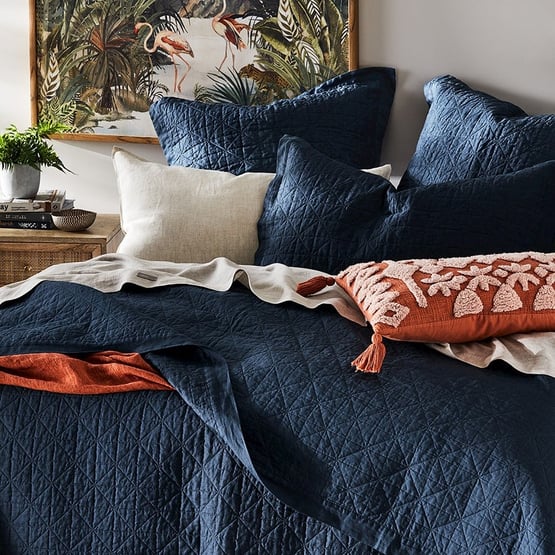 Vintage Washed Linen Old Navy Quilted Coverlet Separates