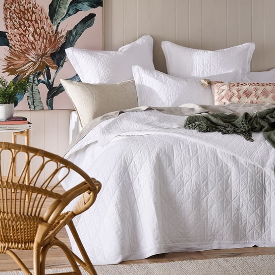 Vintage Washed Linen White Coverlet Separates