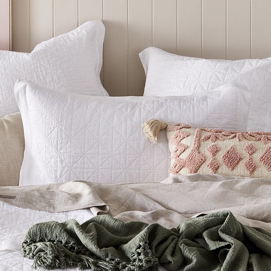 Vintage Washed Linen White Coverlet Separates
