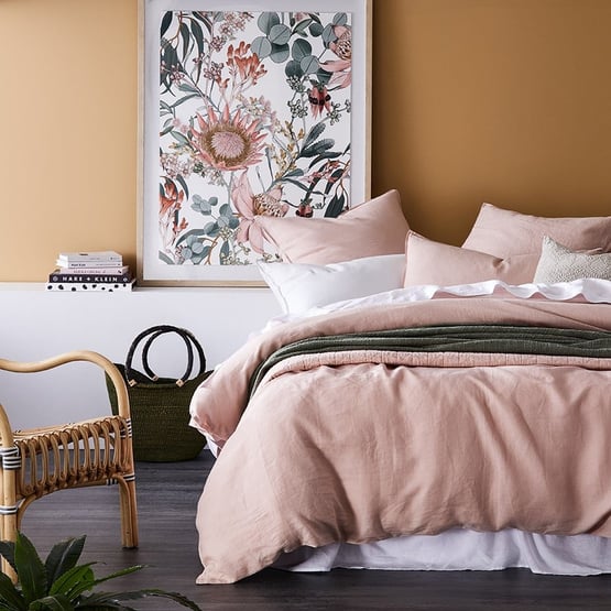 Vintage Washed Linen Nude Pink Quilt Cover Separates