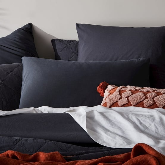 Stonewashed Cotton Charcoal Quilt Cover Separates