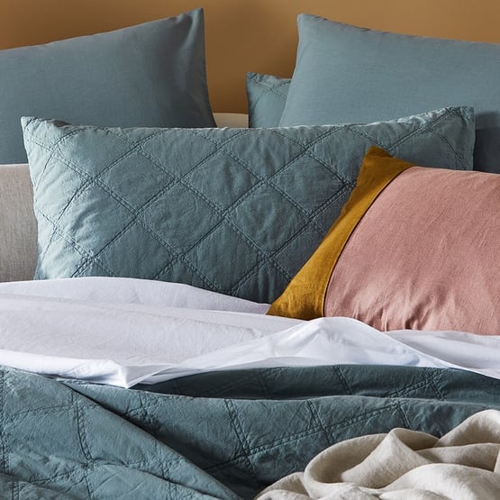 Stonewashed Cotton Sage Quilted Coverlet Separates