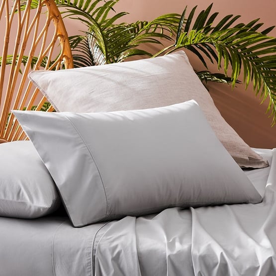 Fresh Cotton Percale Cloud Grey Sheet Separates
