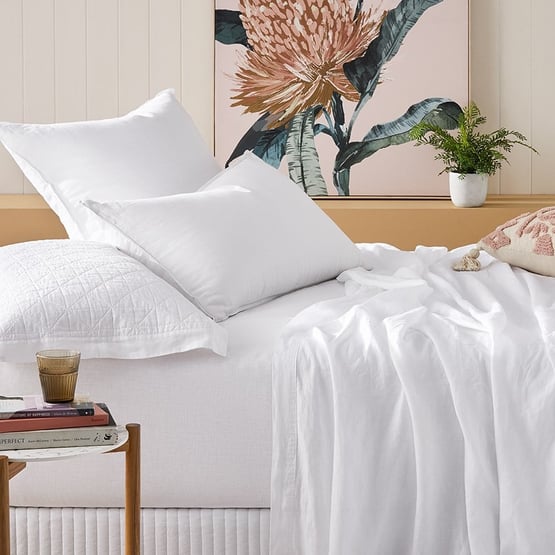 Vintage Washed Linen White Sheet Separates