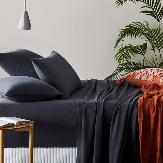 Stonewashed Cotton Charcoal Sheet Separates